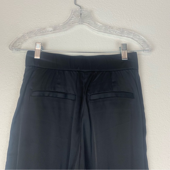 A&F Sloane Tailored Satin Trousers Pant 26/2 short Black High Rise Wide Leg NWT - Picture 6 of 12